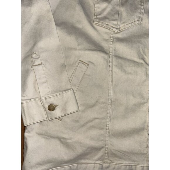 Liverpool LA Classic Stretch Denim Jean Jacket Women's Size 2X Beige Fall Layers - Picture 3 of 8